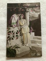 Antique, old colored romantic postcard -10.