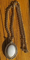Large white pendant necklace