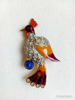 Fire enamel peacock brooch