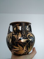 Hand-gilded antique multi-eared city hall vase