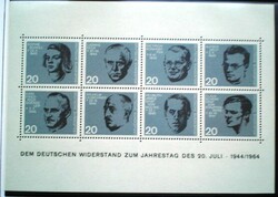 Nb3 / Németország 1964 A Hitler elleni merénylet 20. évfordulója blokk postatiszta