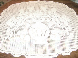 Beautiful handmade crochet floral vase patterned tablecloth