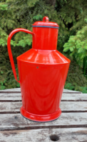 Retro, vintage red enameled 7 liter water jug, for use or village decoration water jug