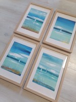 4 Pcs of the 4-size framed acrylic painting