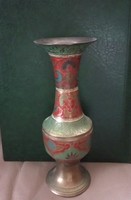 Antique copper vase Indian painted copper vase 22 cm high 370 g
