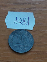 German Empire deutsches reich 10 pfennig 1919 zinc 1081