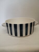 Rare blue striped granite ceramic bowl with handle