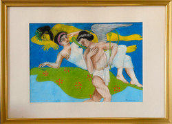 Oil pastel for sale with the title Between Heaven and Earth (the work of art teacher Miklós Tóth)