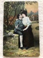 Antik, régi romantikus katonai képeslap                                  -10.