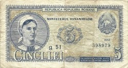 5 lei 1952 Románia