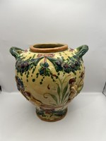 XIX, SZ VÉGE. PUTTÓ MOTÍVUMOS FAJANSZ  VÁZA. KÉZZEL FESTETT, 20cm.5121