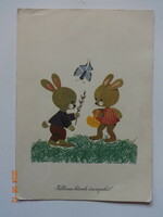 Old graphic Easter postcard - Sóti skármá drawing
