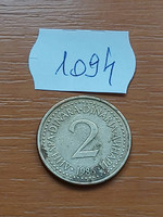 Yugoslavia 2 dinars 1986 nickel-brass 1094