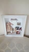 Vintage diorama wall picture, glazed