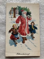Old graphic Christmas card - postage clean -10.