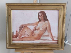 (K) beautiful nude painting 76x61 cm with frame