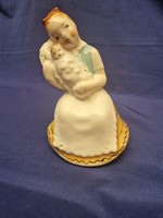 Bodrogkeresztúr ceramic figurine of mother and child