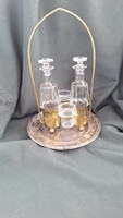 Art deco glass oil, vinegar, salt and pepper holder for sale