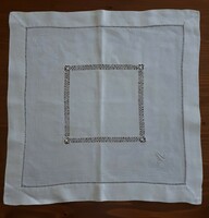 Silk paste embroidered with thread drawing technique, center - monogrammed