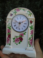 Porcelain fireplace clock with working clock without battery 17 cm high