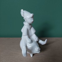 Fim Budapest porcelain factory (Zsolnay Budapest) figure riding a lottery pig