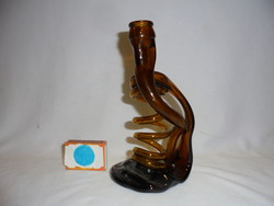Retro twisted glass vase, fiber vase - made of beer glass - nostalgia piece