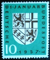 N249 / Németország 1957 Saarland Integrálása bélyeg postatiszta