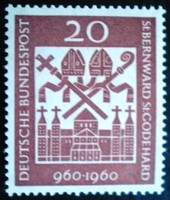 N336 / Németország 1960 St. Bernward és St. Godehard püspök bélyeg postatiszta