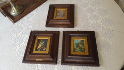 Reproductions of famous painters, 3 in a beautiful wooden frame.