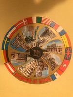 Traveling memory, souvenir. Foreign postcard. Circular. Colorful. Postal clean italia rome