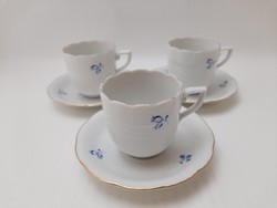 Herend blue coffee cups with a small floral pattern, 3 in one