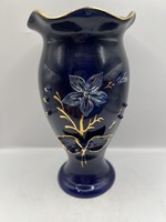Német kobalt kék kerámia váza, 20 x 10 cm-es. 5304