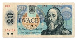 20 Korona 1988 with overprint Czechoslovakia