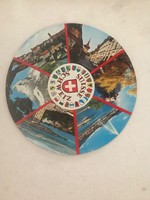Traveling memory, souvenir. Foreign postcard. Circular. Colorful. Postal cleaner suisse switzerland