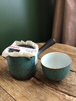 Japanese glazed ceramic tea with pouring cup, new