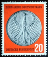 N291 / Németország 1958 10 éves a Német Márka bélyeg postatiszta