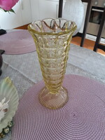 Pale yellow art deco funnel vase