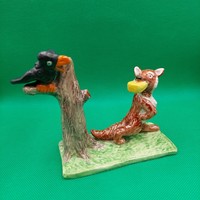 The fox and the raven ceramic figure
