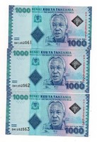 Tanzánia  1000 Schilling 2017 Sorszámkövető 3 db