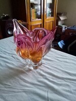 Thick, heavy retro glass vase