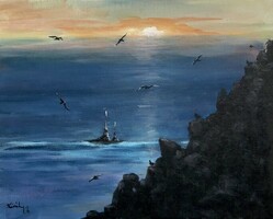 Wild coast (France) - 24 x 30 cm - acrylic painting