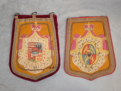 2 db címeres régi huszár tarsoly 1906 ból Rákóczi és Thököly újratemetése alkalmi díszöltözet része