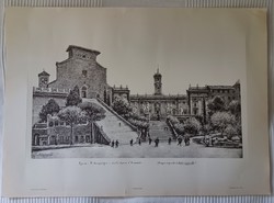 A Capitolium Rómában a Sta Maria Aracoeli templommal. Litográfia.
