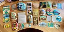 Retro bőrönd címke gyűjtemény az 1960-as évekből 46 darab