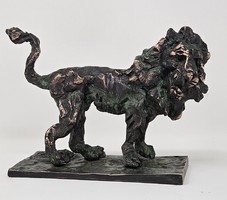 Ernő Tóth - bronze small lion sculpture