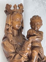 Beautiful Mary little Jesus wooden statue large 39.5 cm high.
