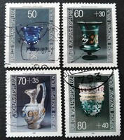 Bb765-8p / germany - berlin 1986 public welfare : valuable glass objects set of stamps stamped
