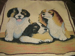Beautiful machine tapestry woven puppy decorative pillow
