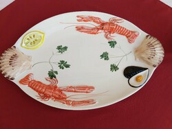 Huge oval serving bowl with crab and shell decoration, 50x32 cm, flawless, no minimum price,