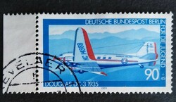 Bb595psz / Germany - Berlin 1979 for youth: airplanes stamp series 90+45 pf. Closing value is sealed